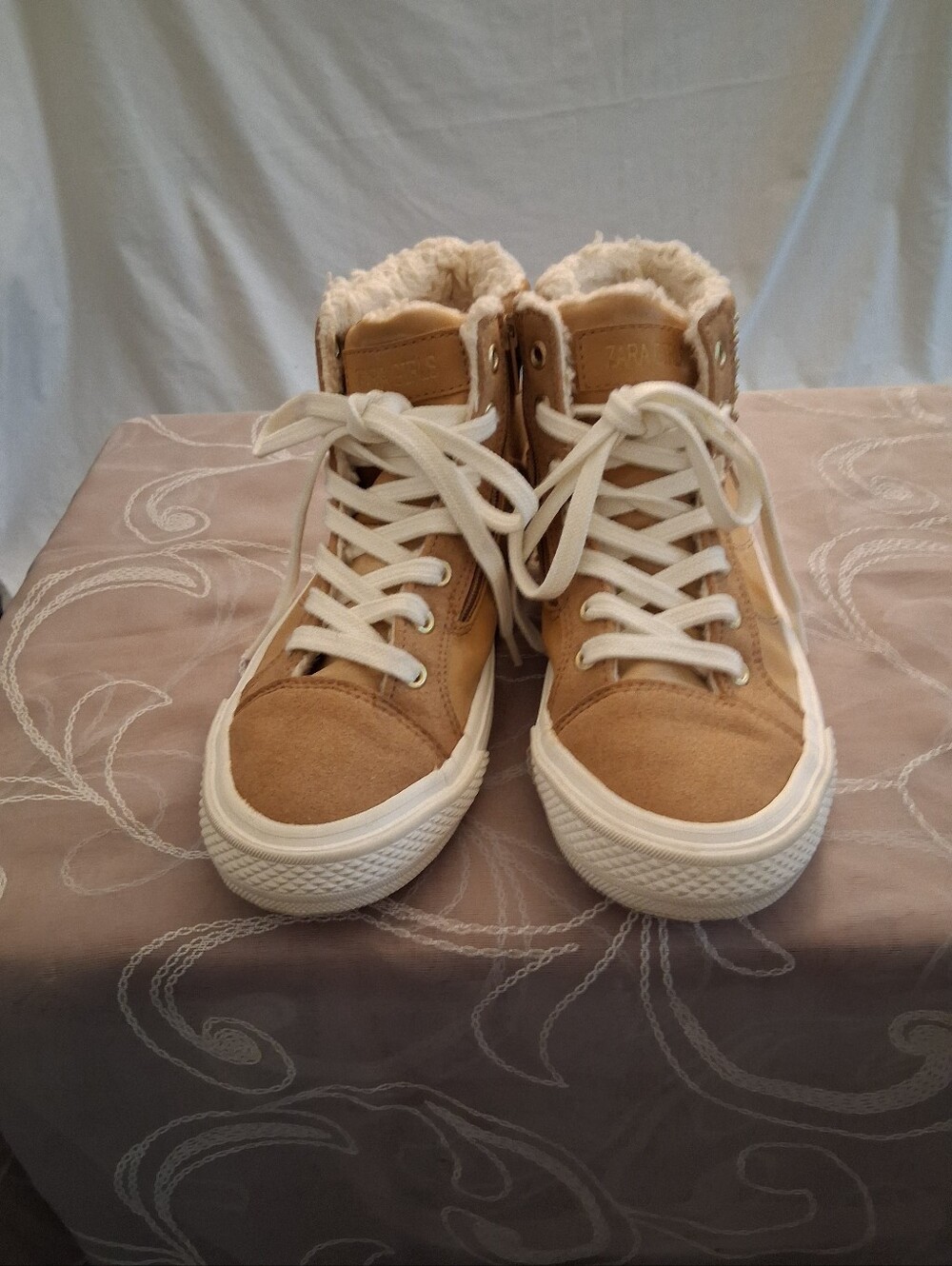 Zara Girl's Faux Fur Lined High Top Sneakers